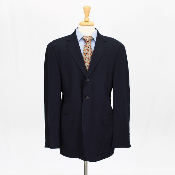 J. Crew 44L Navy Sport Coat Blazer Jacket Solid 3B Wool V170